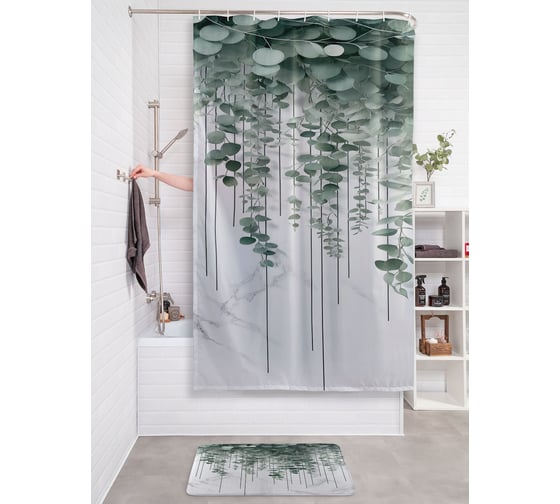 Изображение товара Штора для ванной тканевая JOYARTY "Мраморный эвкалипт" 180x200 см sc_sd3418