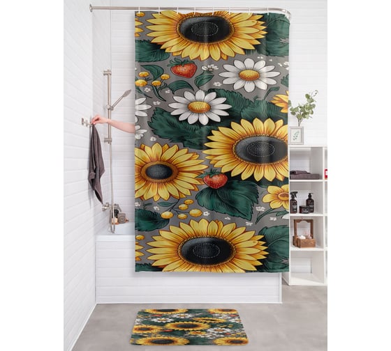 Изображение товара Штора для ванной тканевая JOYARTY "Поле цветов" 180x200 см sc_sd3445