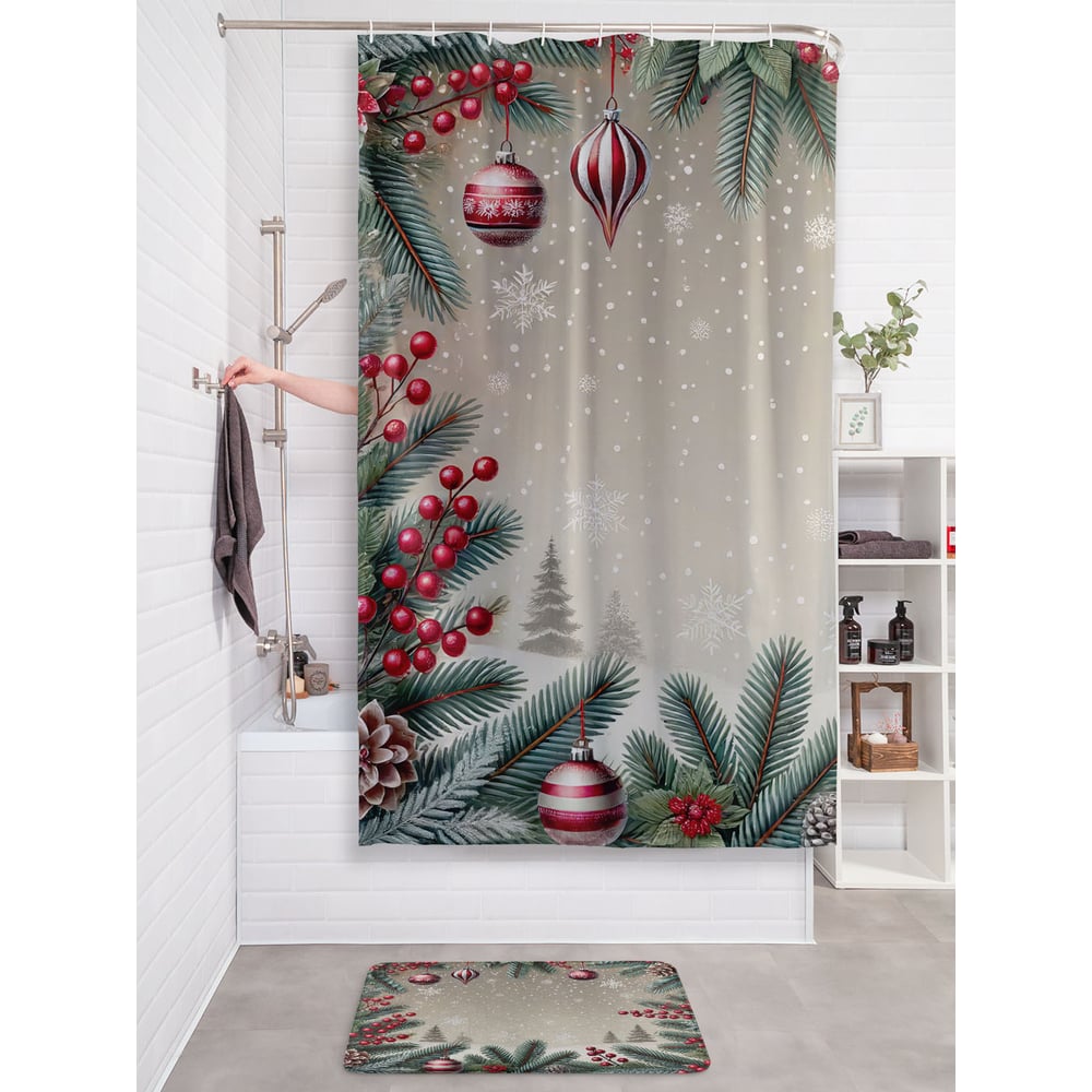 Изображение товара Тканевая штора для ванной JOYARTY "Нарядный лес" 180x200 см