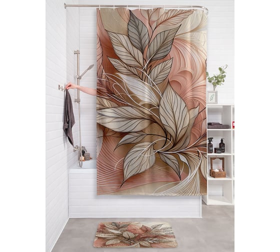 Изображение товара Штора для ванной тканевая JOYARTY "Нежные листья" 180x200 см sc_sd3471