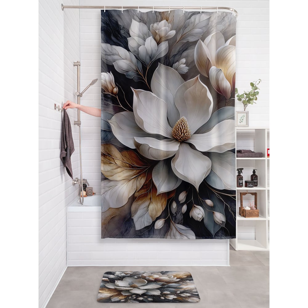 Изображение товара Штора для ванной тканевая JOYARTY Нежность цветов 180x200 см