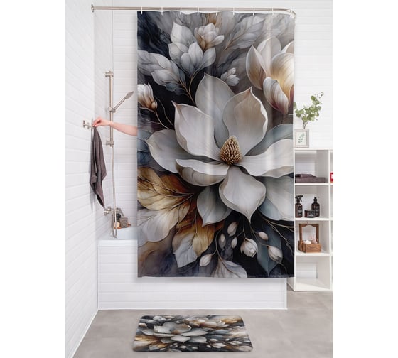 Изображение товара Штора для ванной тканевая JOYARTY "Нежность цветов" 180x200 см sc_sd3490