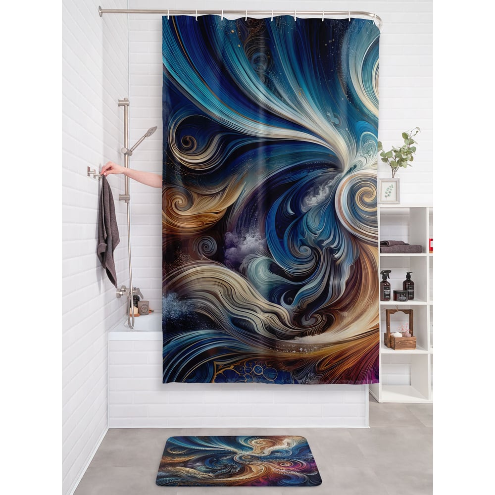 Изображение товара Штора для ванной тканевая JOYARTY "Разводы краской" 180x200 см sc_sd3475