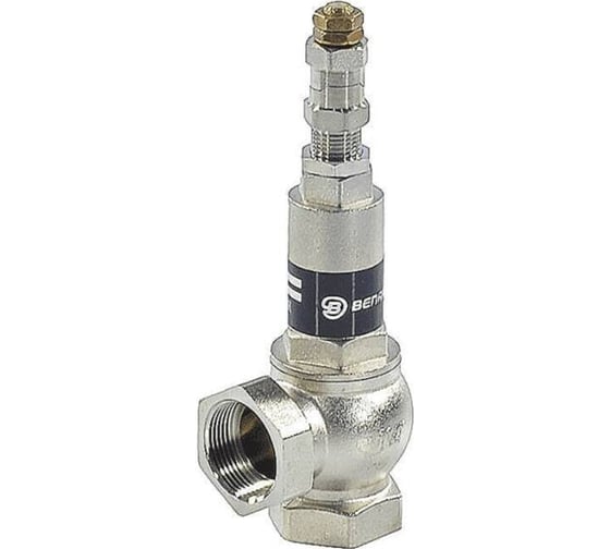 Изображение товара Клапан предохранительный Benarmo угловой, латунь никелированная, Ду32x32, ВР, Рср3, Рн1-16 128-2523