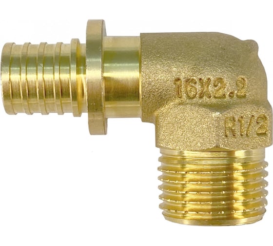 Изображение товара Угол 90° аксиальный 20×2,8 мм – ½" с наружной резьбой для труб из сшитого полиэтилена PEX-A / PEX-B — латунный фитинг для систем водоснабжения и отопления Millennium USPM2012