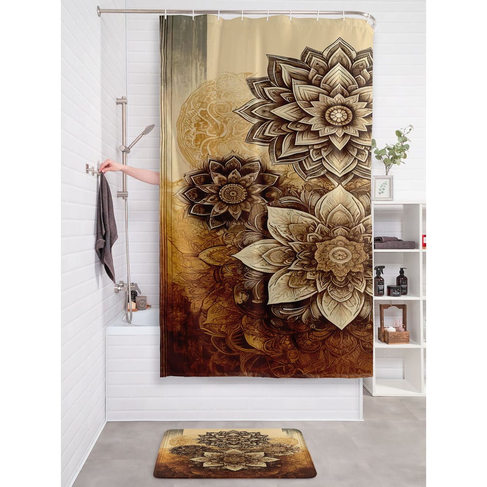 Изображение товара Штора занавеска для ванной тканевая JOYARTY Волшебный лотос 180x200 см