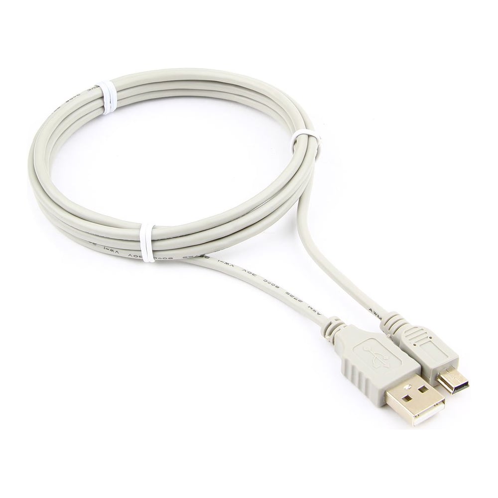Изображение товара Кабель Cablexpert USB2.0 AM/MiniUSB 1.8м серый с разъемами USB 2.0 A и Mini USB