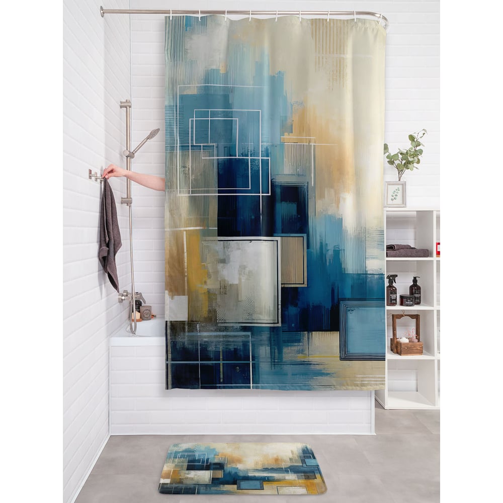 Изображение товара Штора для ванной JOYARTY Квадрат на красках 180x200 см водоотталкивающая