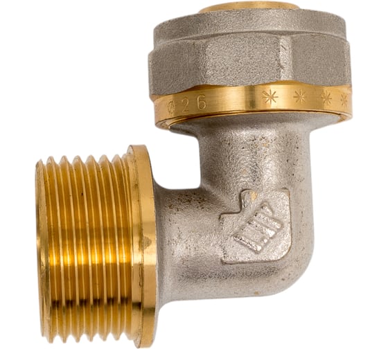 Изображение товара Угольник Millennium 90 обжимной, для металлопластиковых труб 26x1'' с наружной резьбой MUM1026