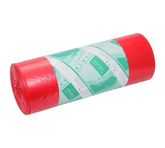 Изображение товара Мешок мусорный красный (25 шт; 180 л; 900x1100 мм; 70 мкм; ПВД) ALMIN AL-810961n