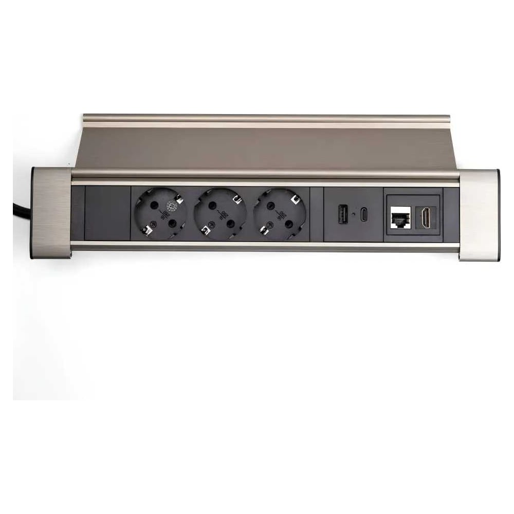 Изображение товара Встраиваемая выдвижная розетка Inrior WL-03-20 с USB и HDMI для мебели