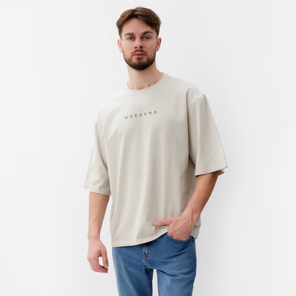 Изображение товара Мужская футболка MIST Weekend размер 54 серо-бежевый повседневная одежда