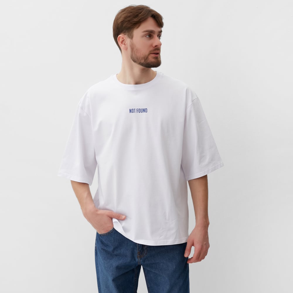 Изображение товара Мужская футболка MIST из хлопка с эластаном белая, размер 48, повседневная одежда