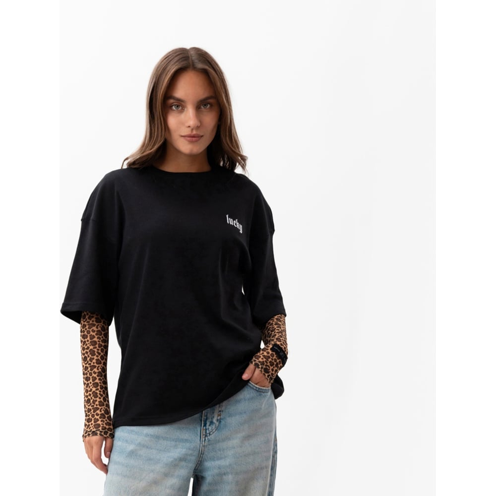 Изображение товара Женская футболка MIST Lucky размер S-M из хлопка Интеллок черный