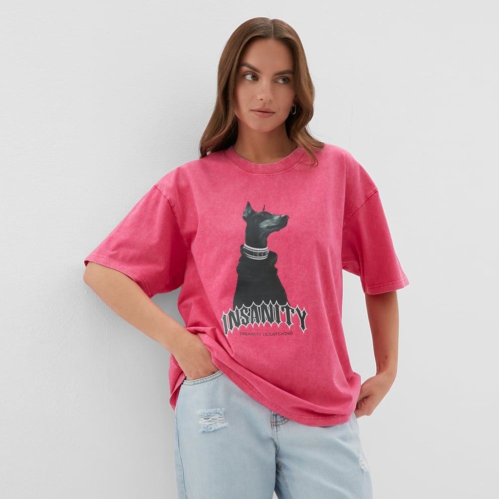 Изображение товара Женская футболка MIST Insanity из вареного хлопка цвет розовый размер M