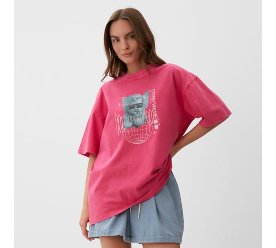 Изображение товара Футболка женская MIST "Streetwеar" из вареного хлопка, цвет розовый, размер M 10204729
