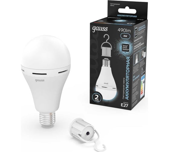 Изображение товара Лампа Gauss A60 8W 490lm 4100K E27 с Li-Ion аккумулятором LED 102402208