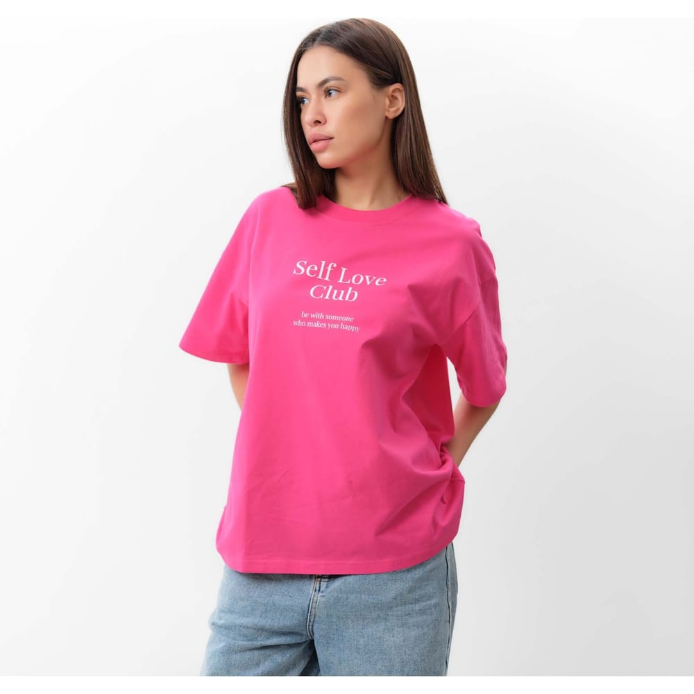 Изображение товара Женская футболка MIST Selflove размер M хлопок розовая повседневная