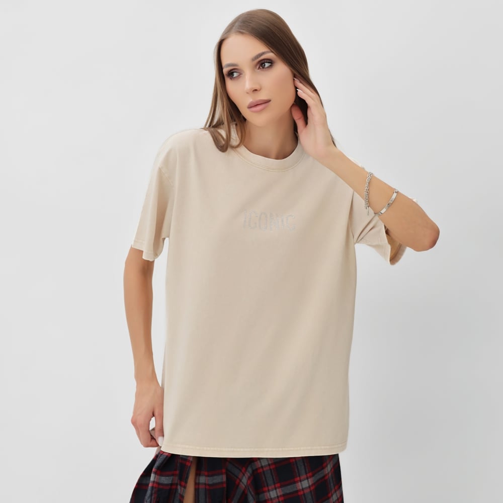 Изображение товара Футболка женская MIST Icon из вареного хлопка размер S молочный