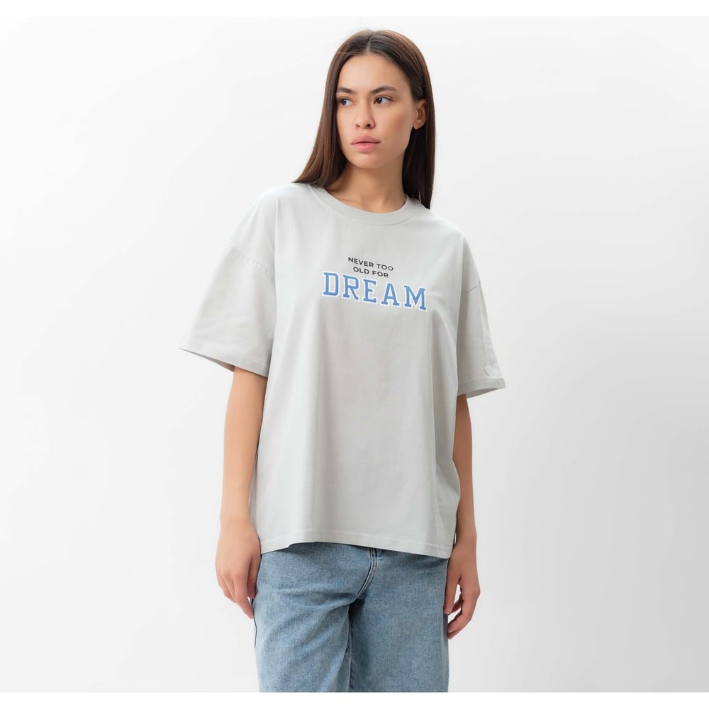 Изображение товара Футболка женская MIST Dream серого цвета размер L (46-48)