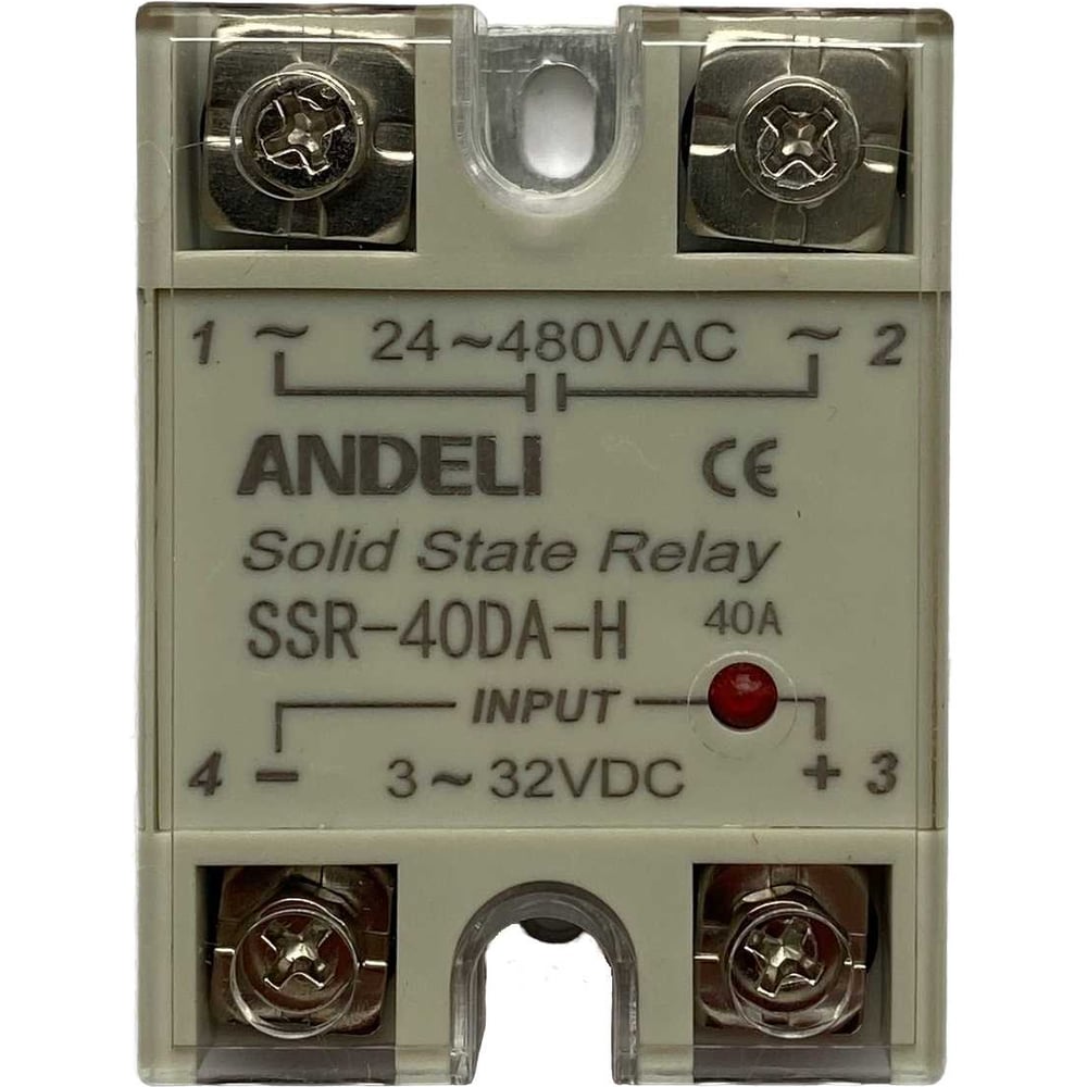 Изображение товара Твердотельное реле ANDELI SSR-40DA-H 40A для переменного и постоянного напряжения Изображение товара Твердотельное реле ANDELI SSR-40DA-H 40A для переменного и постоянного напряжения