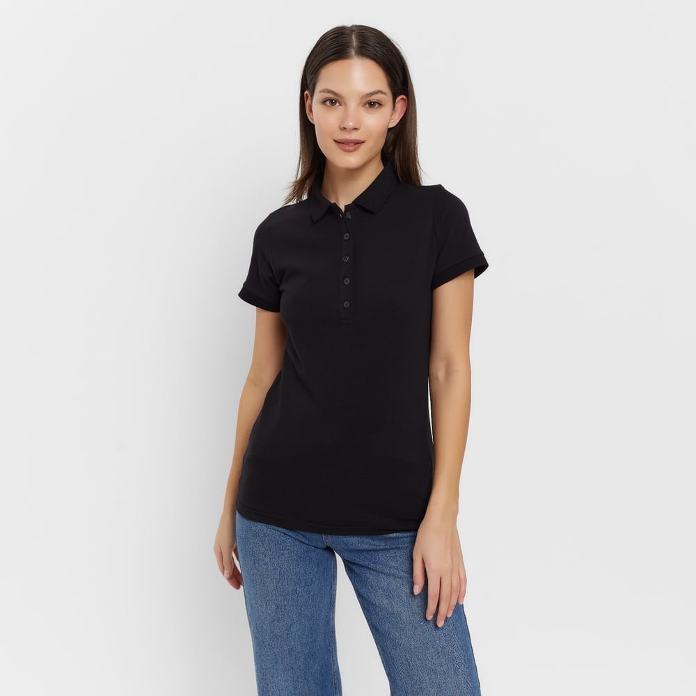 Изображение товара Женская футболка поло MINAKU Basic line черная размер 52
