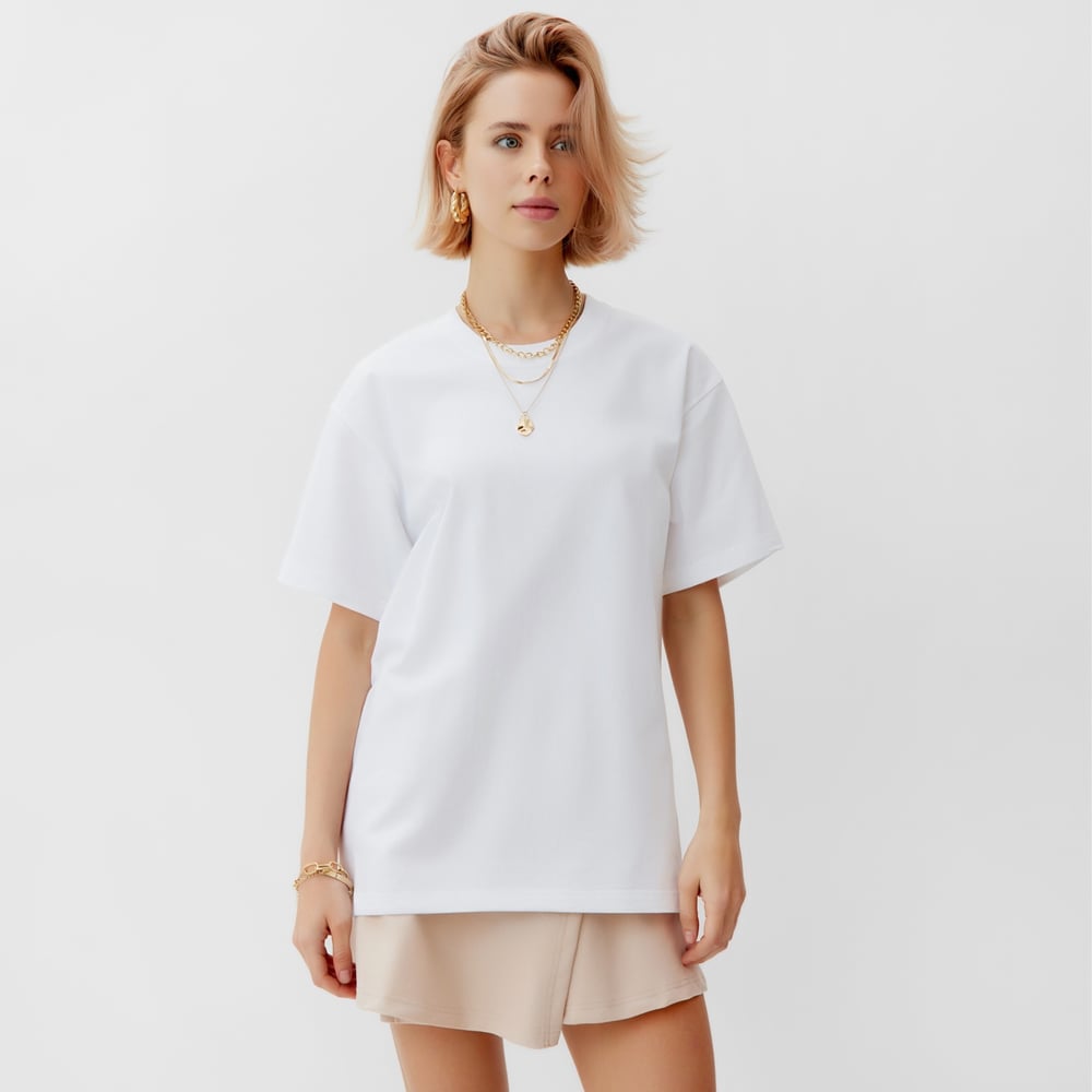 Изображение товара Женская футболка MINAKU белая 46-48 из хлопка для повседневной носки