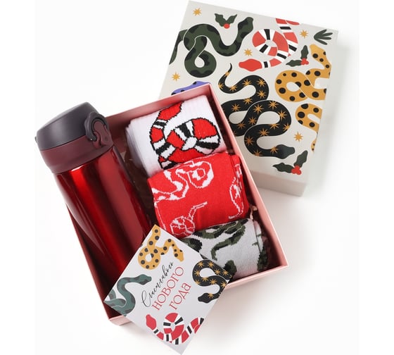 Изображение товара Подарочный набор KAFTAN термос и носки 3 пары Snake, размер 36-39 10715263