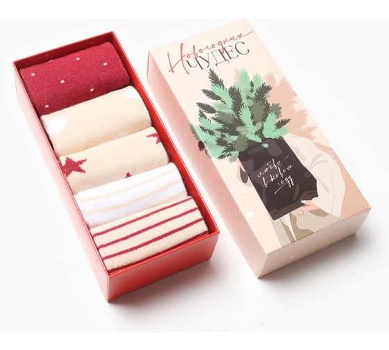 Изображение товара Набор женских носков KAFTAN "Новогодних чудес" размер 36-39 (23-25 см), 5 пар 9731144