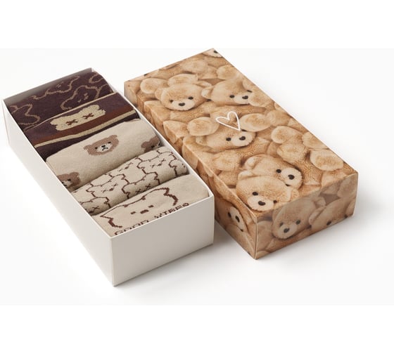 Изображение товара Набор женских носков KAFTAN "Мишка" размер 36-40 (23-25 см), 5 пар 10679635