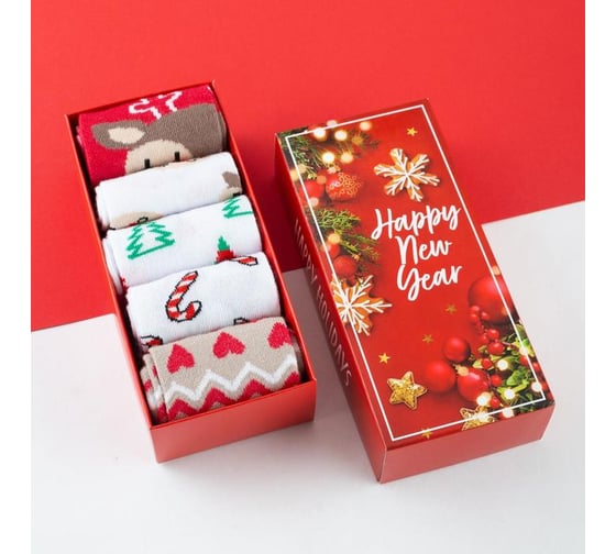 Изображение товара Набор женских носков KAFTAN "Happy holidays" размер 36-40 (23-25 см), 5 пар 5078172
