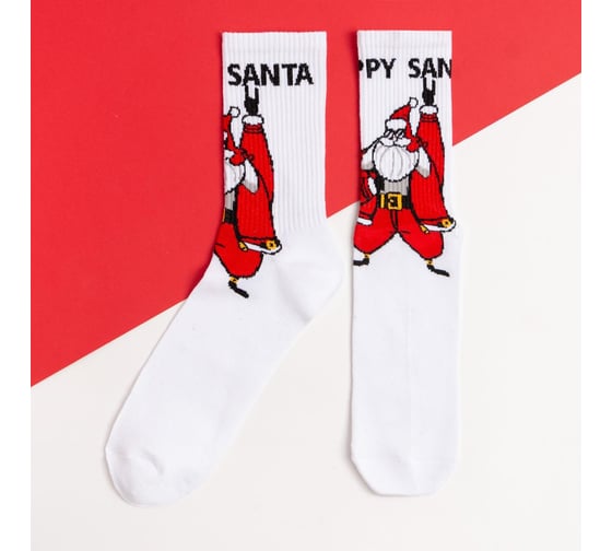Изображение товара Носки мужские KAFTAN "Happy Santa" размер 41-44 (27-29 см), белый 7028656