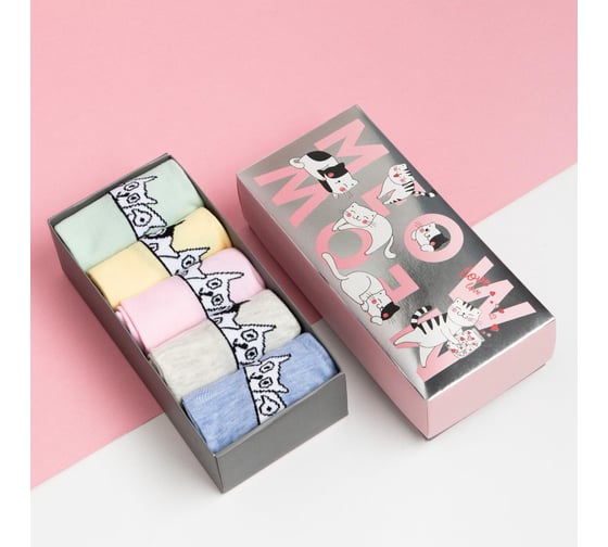 Изображение товара Набор носков KAFTAN "Meow" 5 пар, размер 35-38 6772739