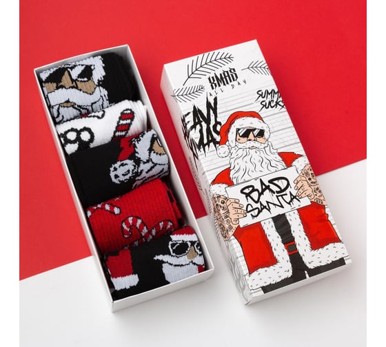 Изображение товара Набор мужских носков KAFTAN "Плохой Санта" размер 41-44 (27-29 см), 5 пар 5073882