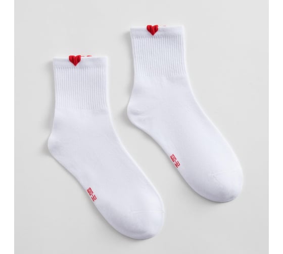 Изображение товара Носки женские MINAKU «Сердечки», цвет белый, размер 36-39 (23-25 см) 5513468