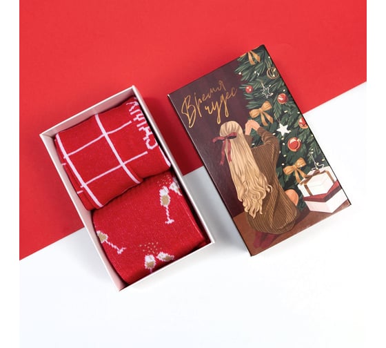 Изображение товара Набор женских носков KAFTAN "Xmas" размер 36-40 (23-25 см), 2 пары 7065219