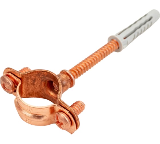 Изображение товара Хомут для труб Uni-Fitt 15 медный со шпилькой и дюбелем 851R1500