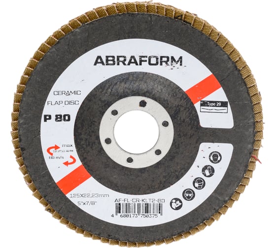 Изображение товара Круг лепестковый торцевой Ceramic от Мастерская Pit_Stop и Доктор дью 125 мм, P80, угловой ABRAFORM DD-FLAP-CR-80-2