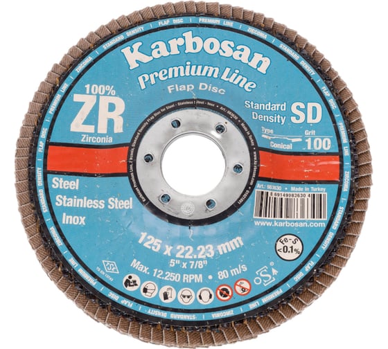 Изображение товара Круг лепестковый торцевой Zirconia от Мастерская Pit_Stop и Доктор дью 125 мм, P100, угловой ABRAFORM DD-FLAP-ZR-100-2