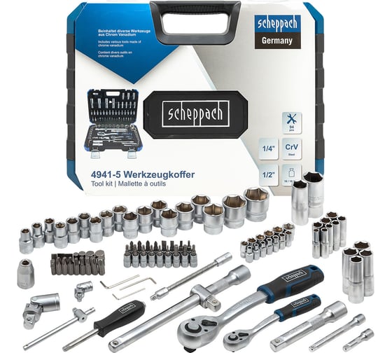 Изображение товара Набор инструментов Scheppach 1/4", 1/2", 94 предмета Sch-4941-5(60767)