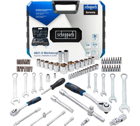 Изображение товара Набор инструментов Scheppach 1/4", 1/2", 82 предмета Sch-4821-5(60766)