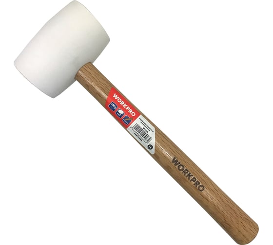 Изображение товара Молоток резиновый с деревянной рукояткой WORKPRO 450гр белый WP241038
