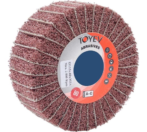 Изображение товара Валик комбинированный шлифовальный AKM (115x40 мм; M14; A-С+252X; P80) Toyev 004984