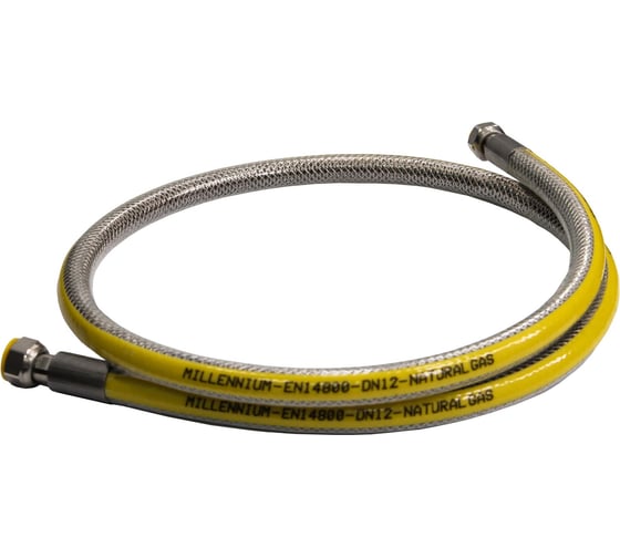 Изображение товара Шланг газовый сильфонный Eurogas Millennium 0,8 м 1/2" гайка/гайка в металлической оплётке — PGEF12080