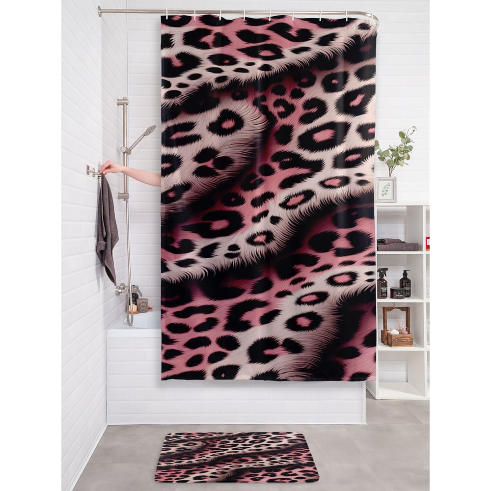 Изображение товара Штора для ванной JOYARTY Розовый леопард 180x200 см