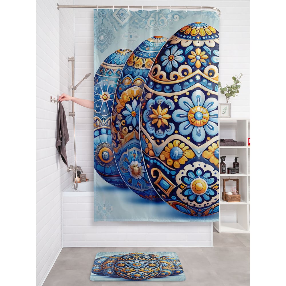 Изображение товара Штора занавеска для ванной JOYARTY Росписные яйца 180x200 см