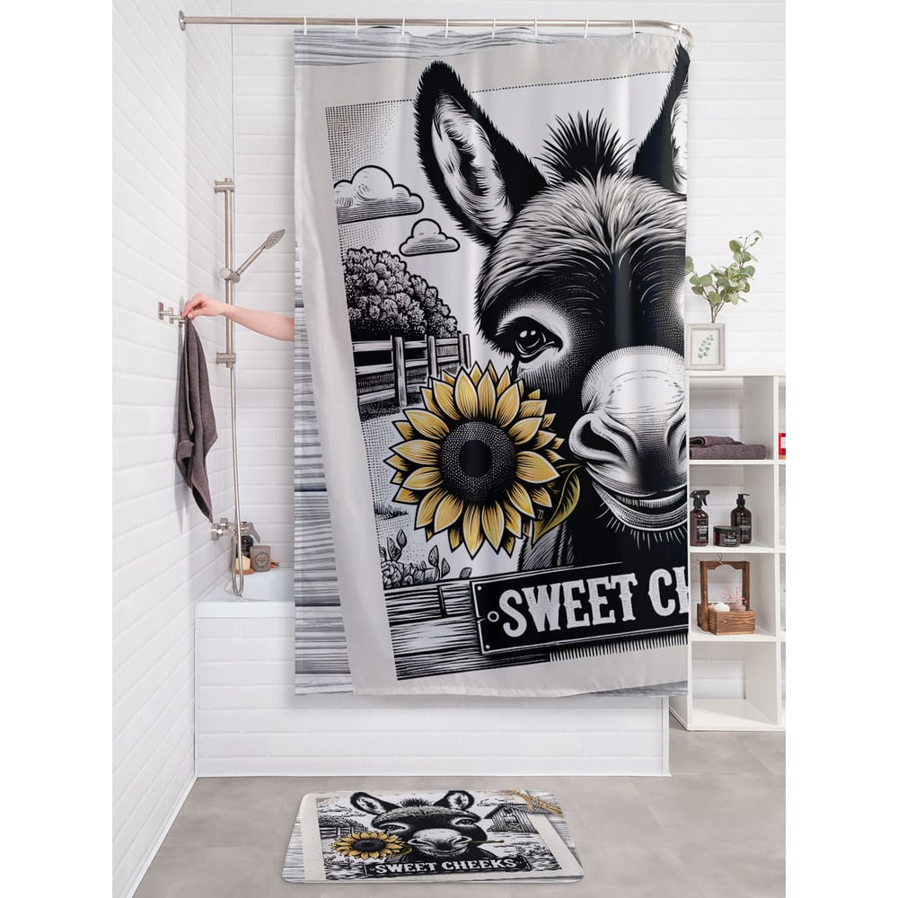 Изображение товара Штора для ванной тканевая JOYARTY Фото ослика размер 180x200 см водоотталкивающая