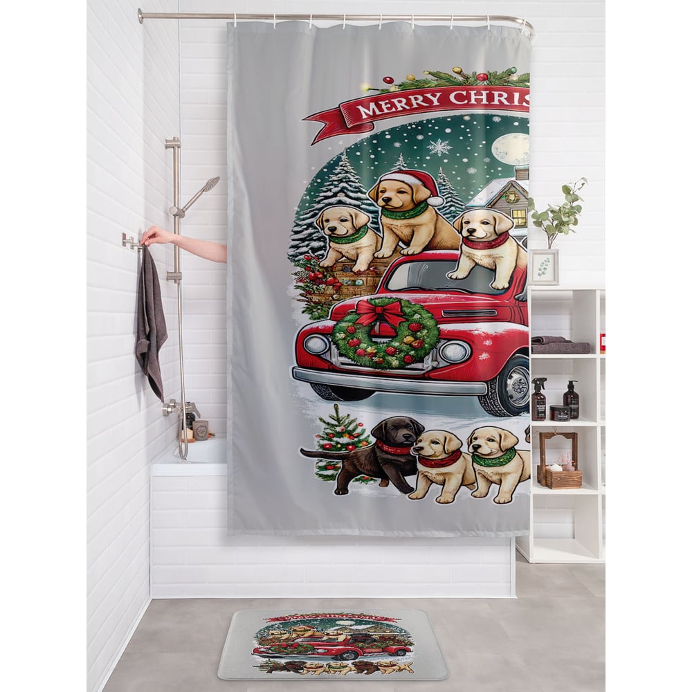 Изображение товара Штора занавеска для ванной JOYARTY Счастливого праздника 180x200 см