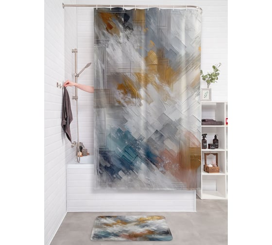 Изображение товара Штора занавеска для ванной тканевая JOYARTY "Современность" 180x200 см, sc_sd3577