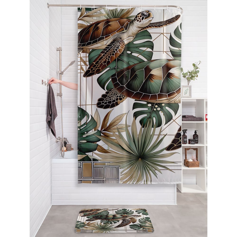 Изображение товара Штора занавеска для ванной JOYARTY Черепаха летает 180x200 см